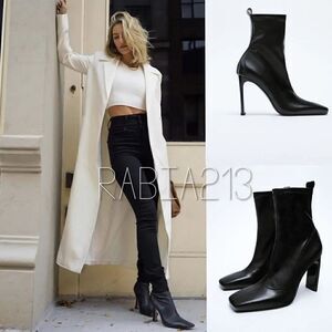 LAST 1! 🔥ZARA HEELED SQUARE-TOE ANKLE BOOTS